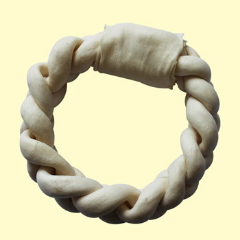 Expanded rawhide braided ring