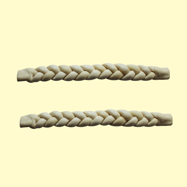 Expanded rawhide braided roll