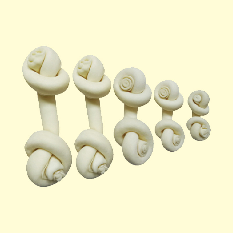 Expanded rawhide round knotted bone